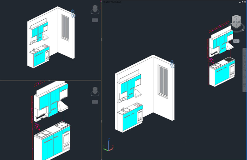 دانلود فایل اتوکد نقشه سه‌بعدی آشپزخانه DWG برای نرم‌افزار AutoCAD
